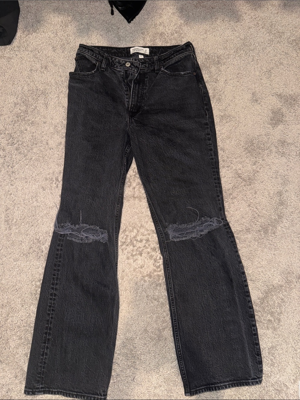 Abercrombie & Fitch Black Flare Jeans with Knee Distress